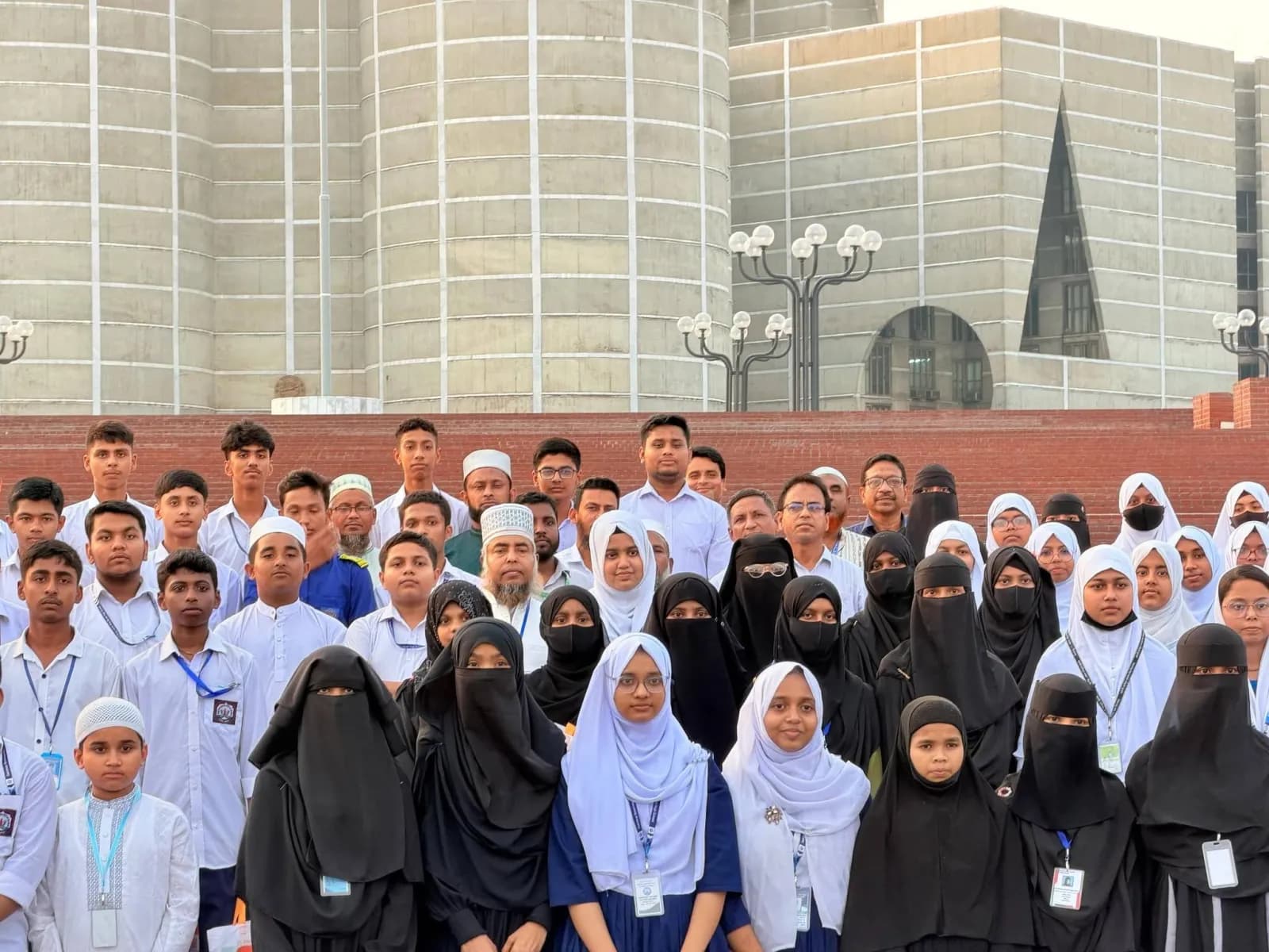 With students before the National Parliament